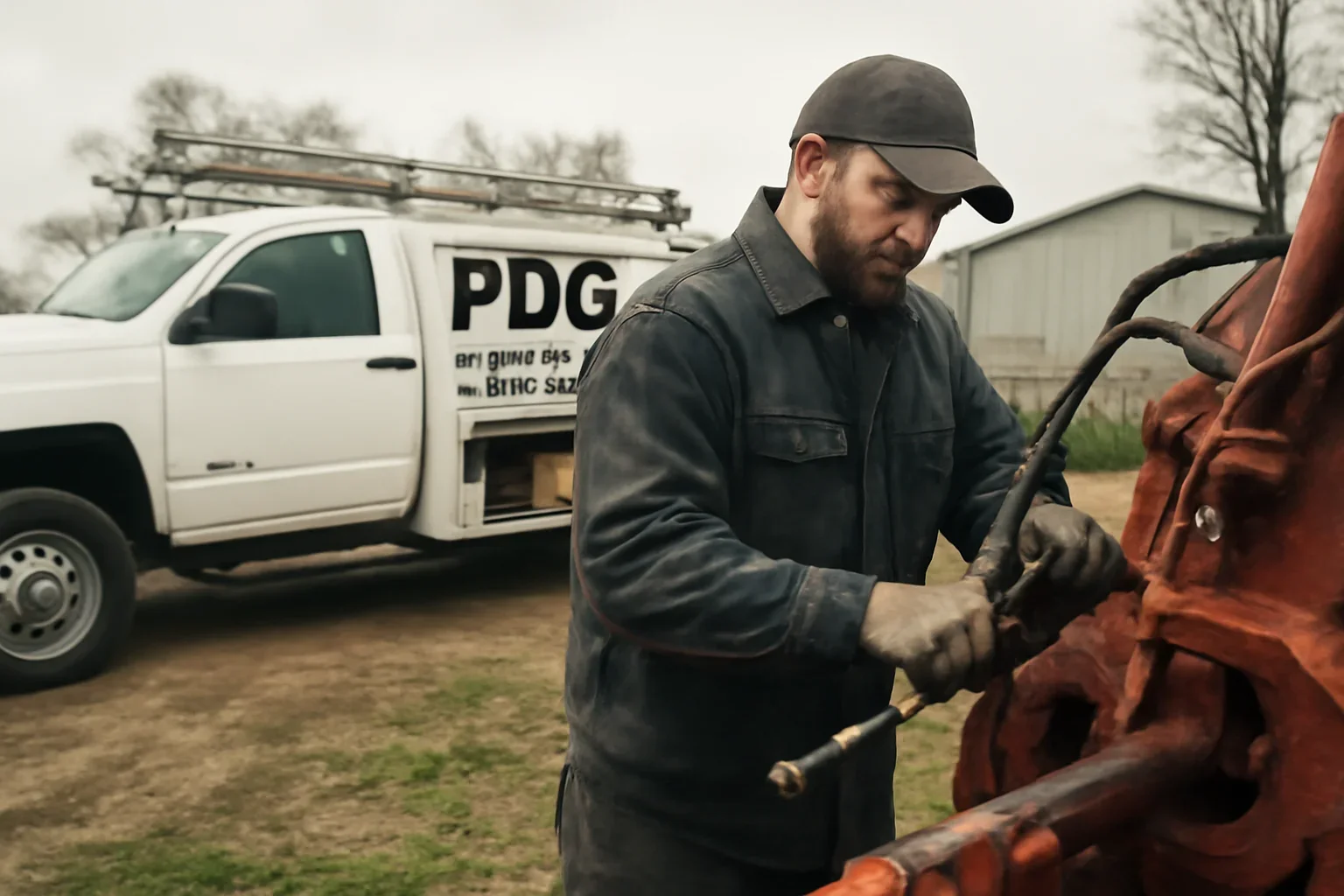 About support scene showing working equipment and service support