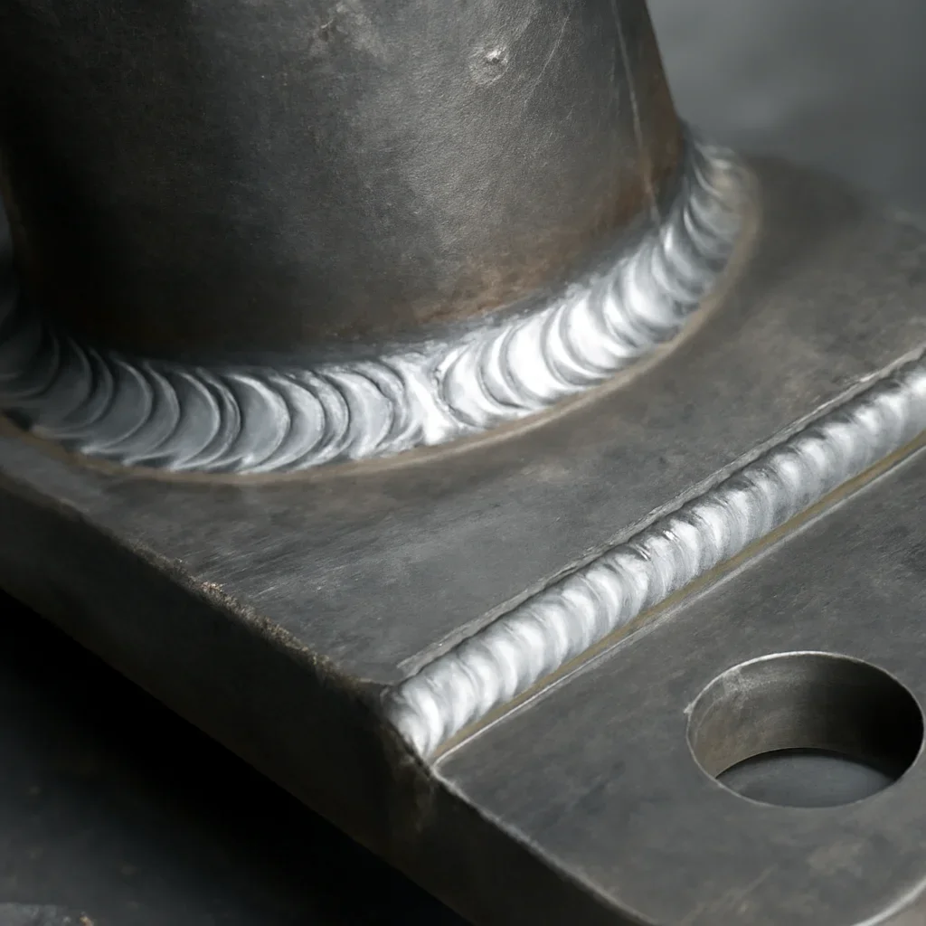 Close-up of quality metal repair and welding workmanship