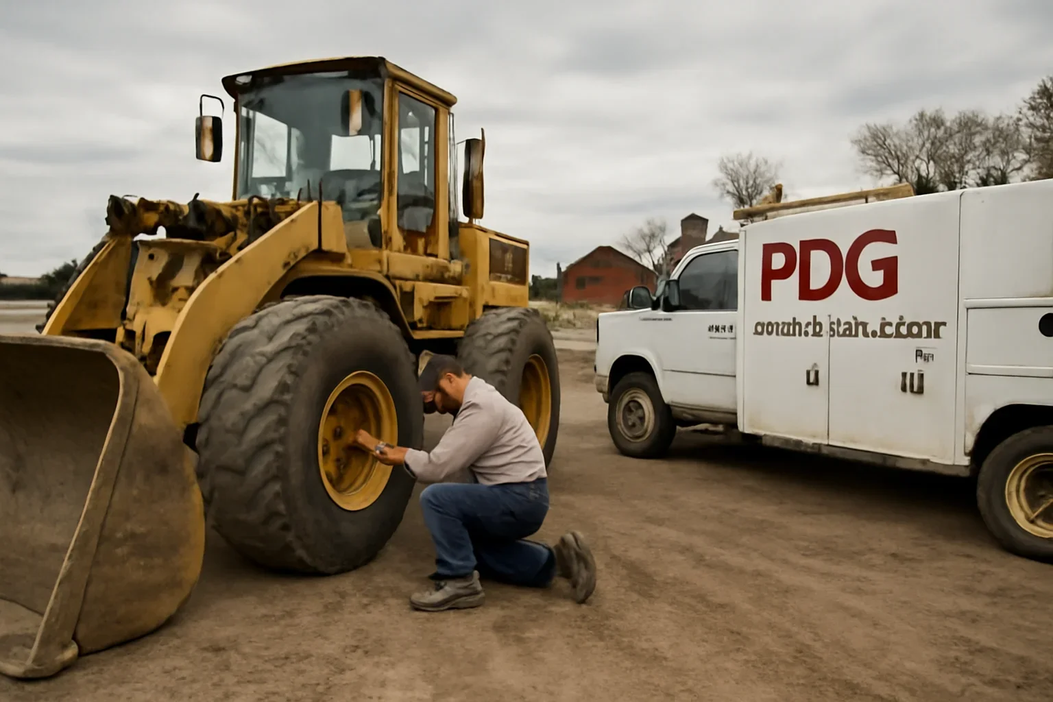 Farm Tire Maintenance Tips for Heavy Equipment support scene showing working equipment and service support
