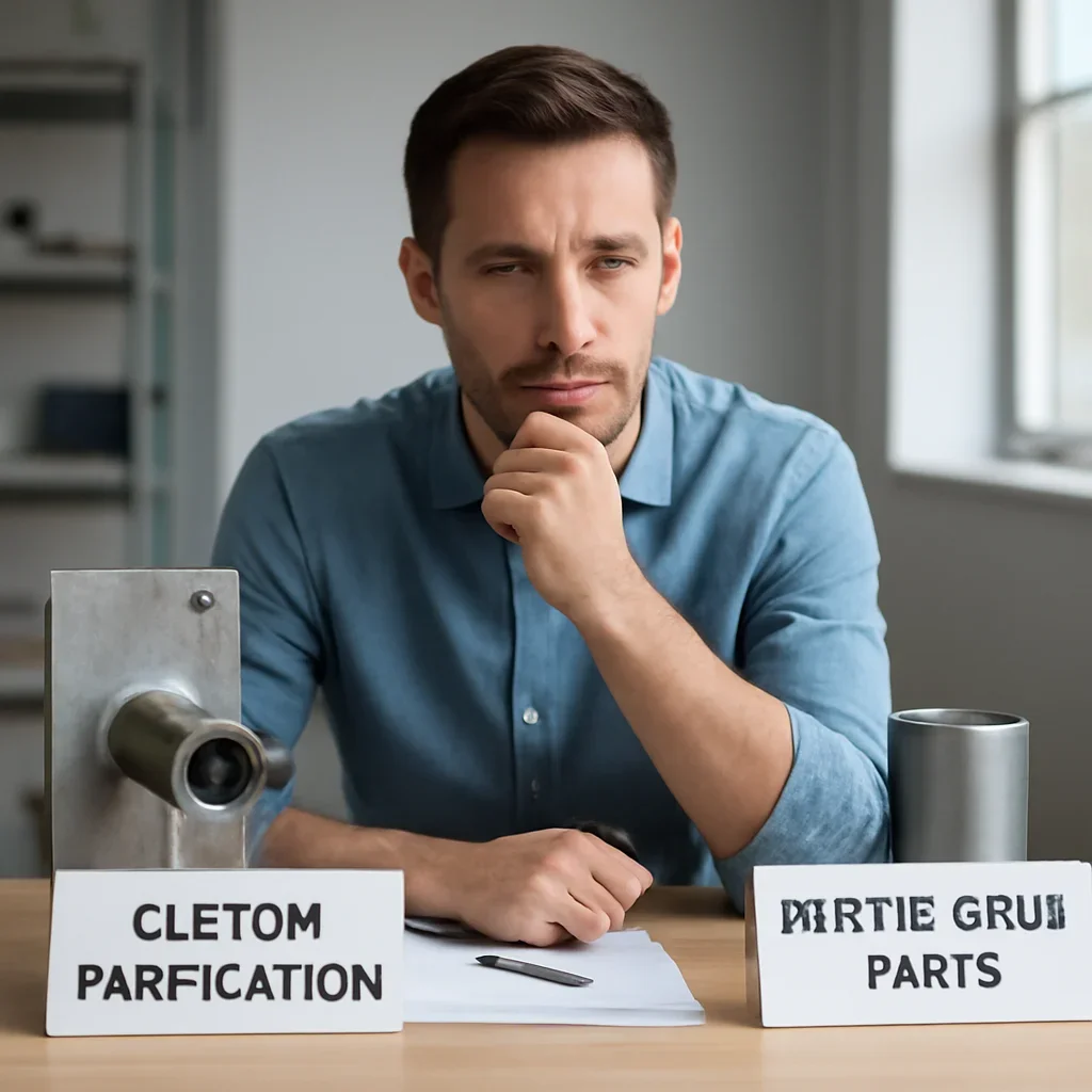 Customer decision-making scene for Custom Fabrication vs Off-the-Shelf Parts