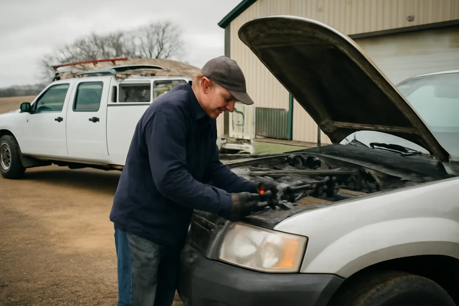Mobile Repair vs Dealer Service support scene showing working equipment and service support