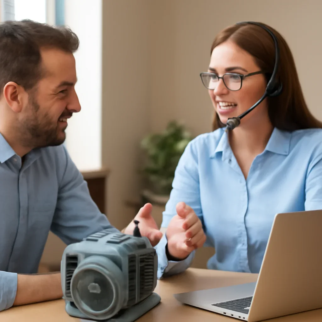 Customer support discussion about equipment repair questions