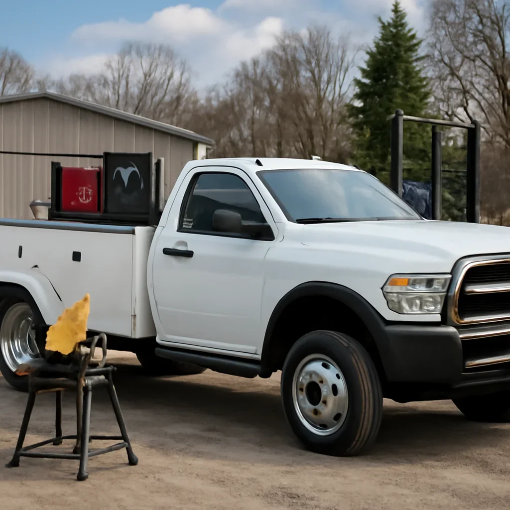 Equipment and service truck representing Custom Metal Fabrication Capabilities response