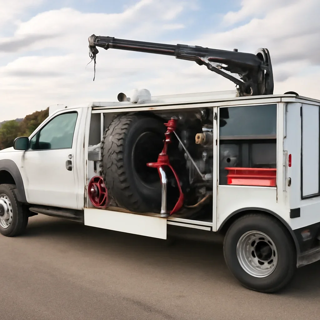 Equipment and service truck representing Heavy-Duty Tire Service response