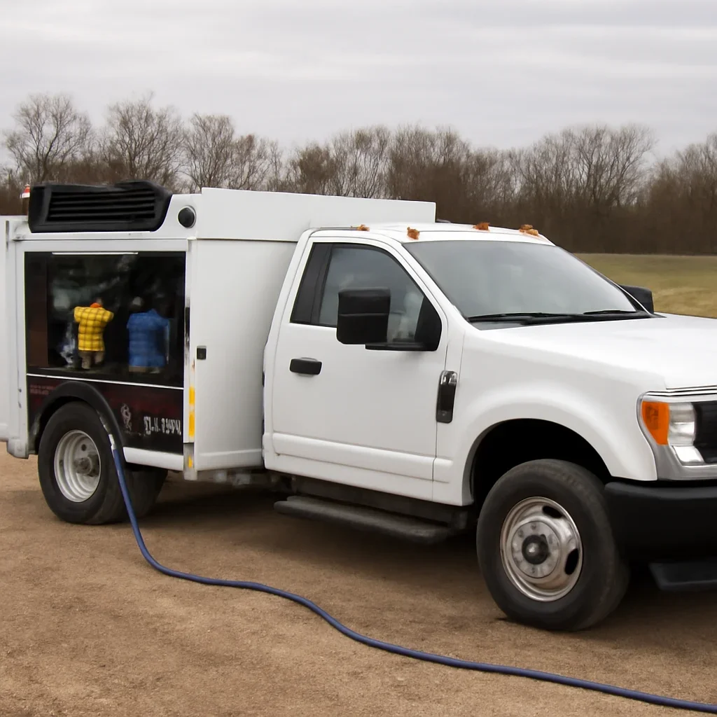 Equipment and service truck representing Hydraulic Diagnostics response