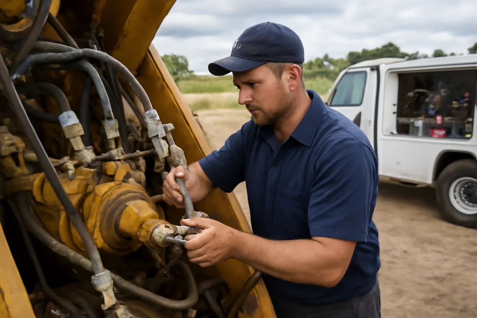 Hydraulic Diagnostics support scene showing working equipment and service support