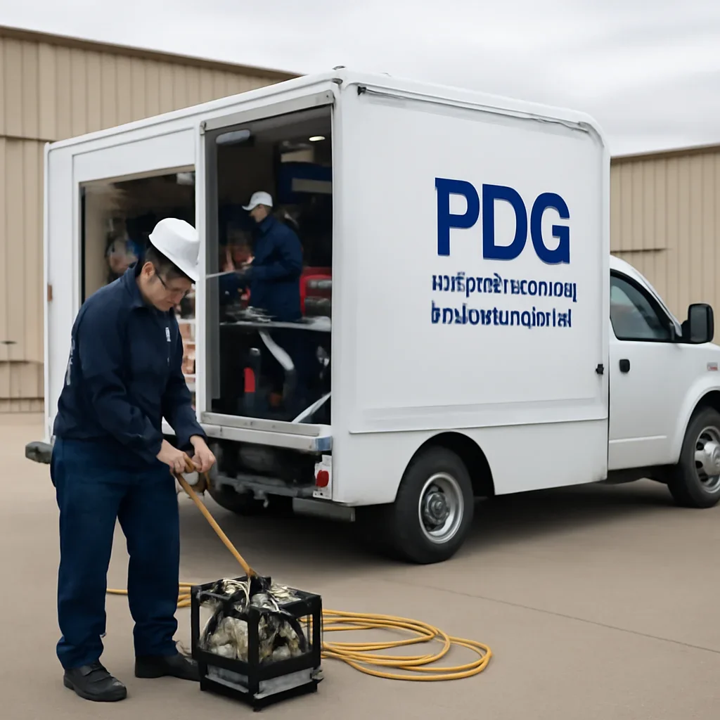 Mobile Service Trucks capability shown with technicians and equipment