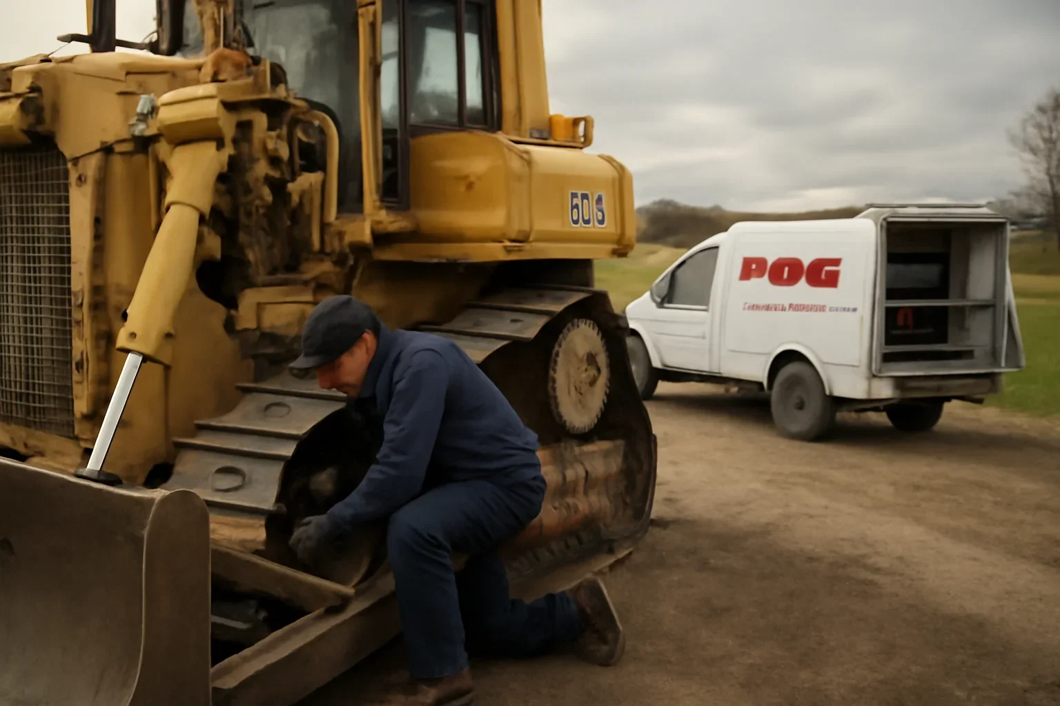 On-Site Equipment Repair support scene showing working equipment and service support