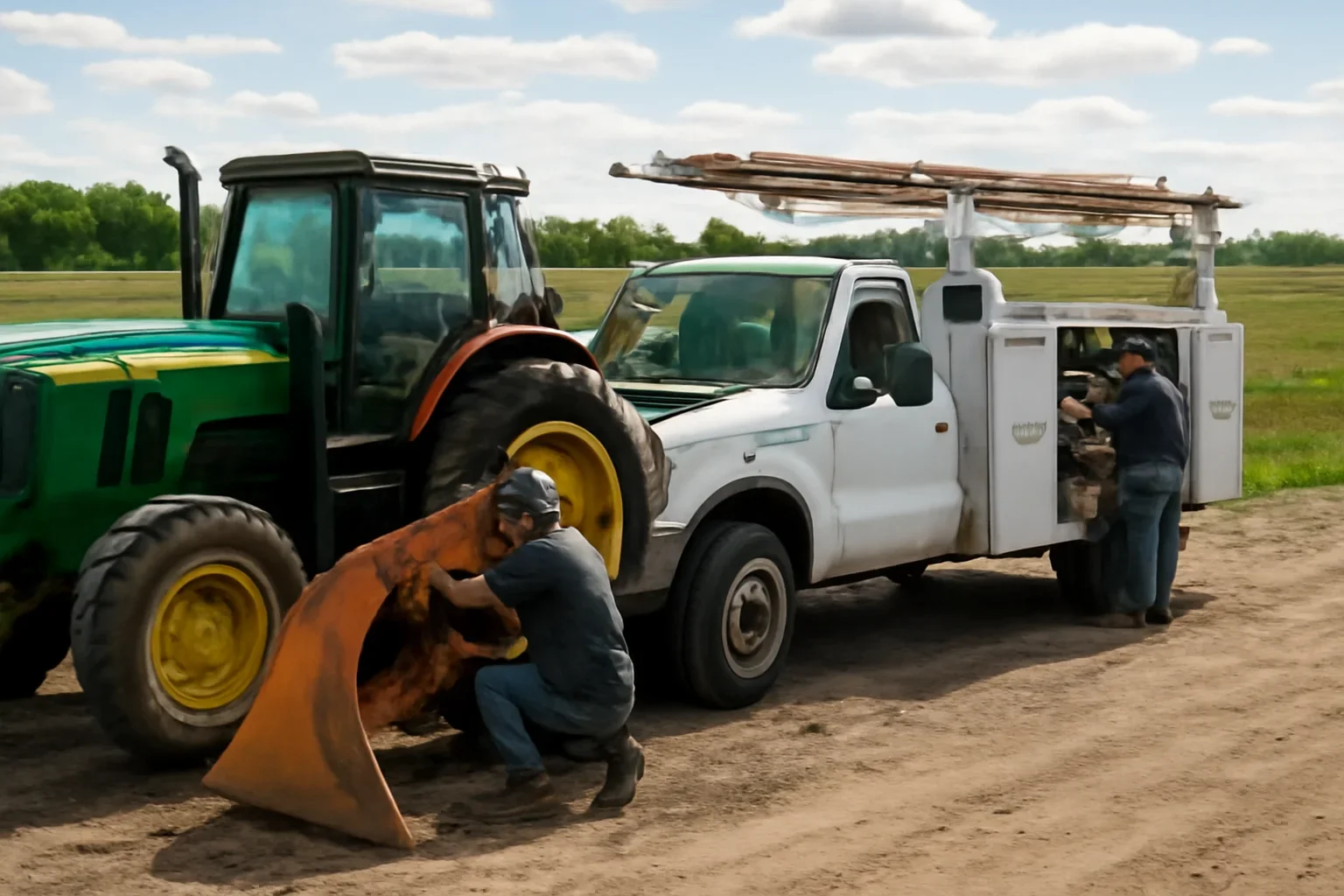 Crop Farms support scene showing working equipment and service support