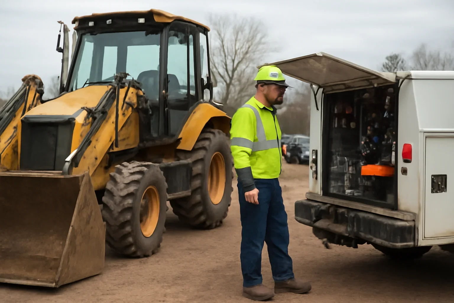 Municipal & Public Works support scene showing working equipment and service support
