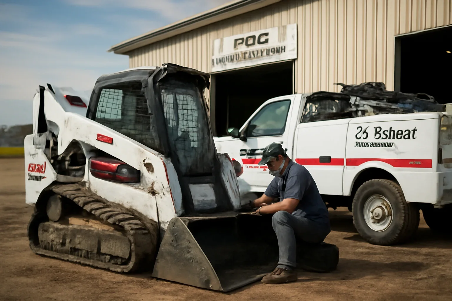 Bobcat Equipment support scene showing working equipment and service support