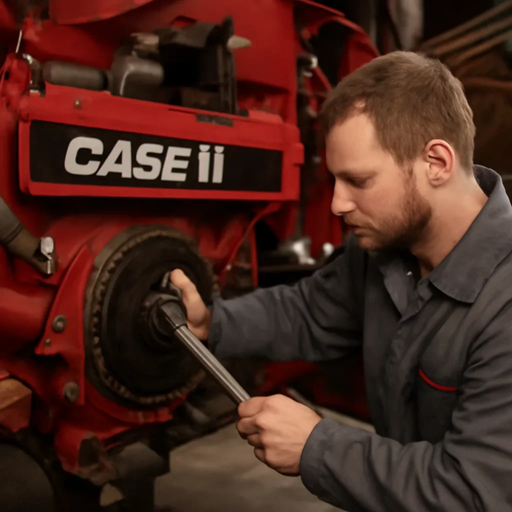 Technician servicing case ih equipment components