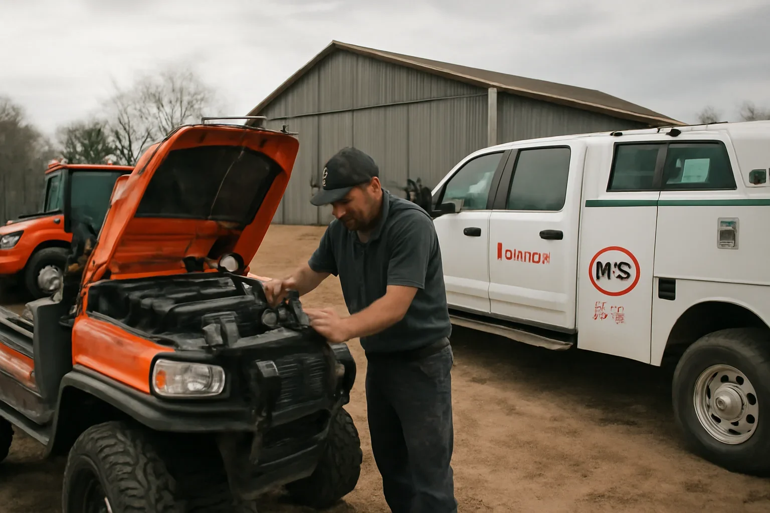 Kubota Equipment support scene showing working equipment and service support