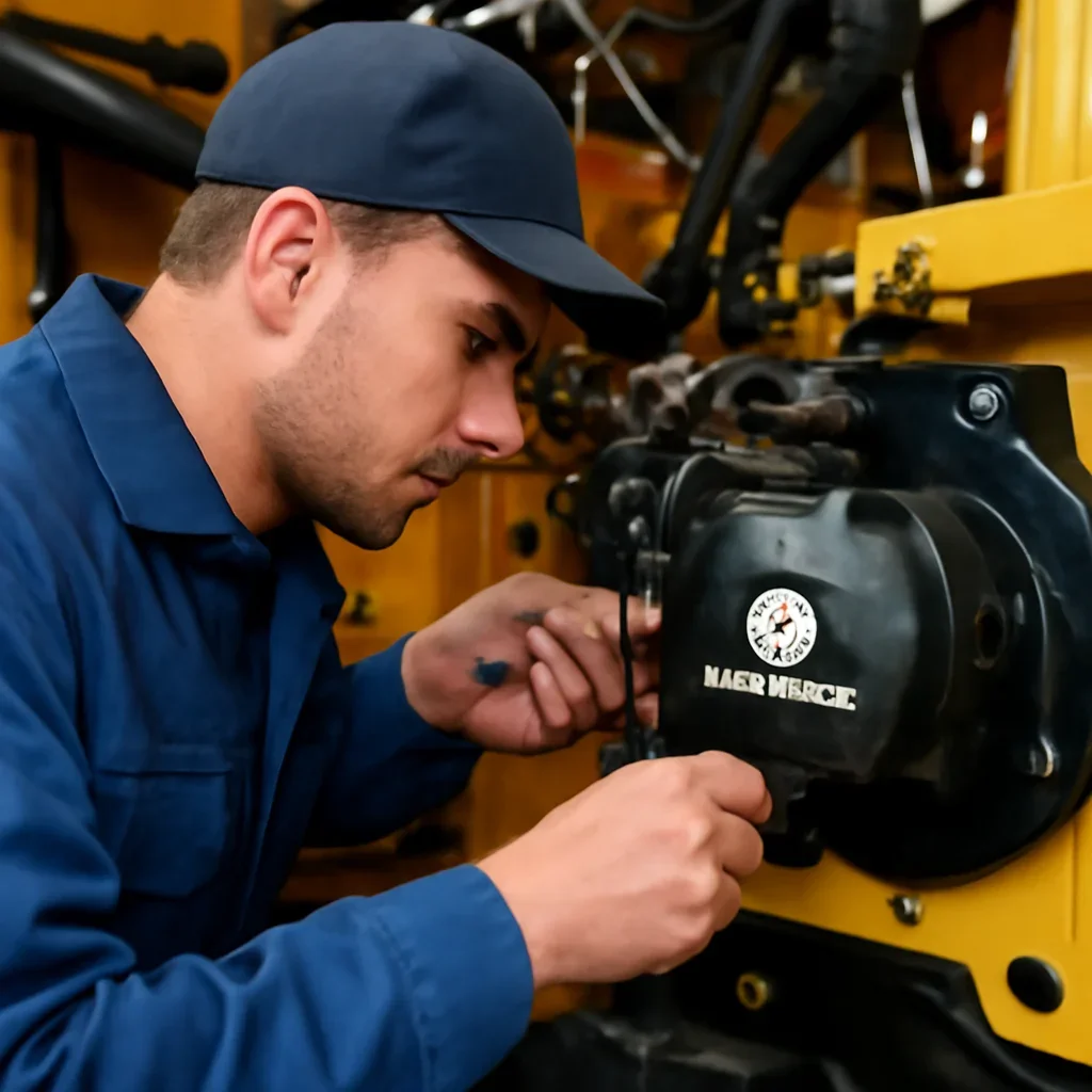 Technician servicing new holland equipment components