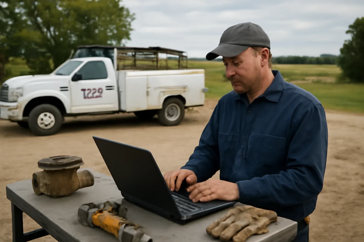 Privacy Policy support scene showing working equipment and service support