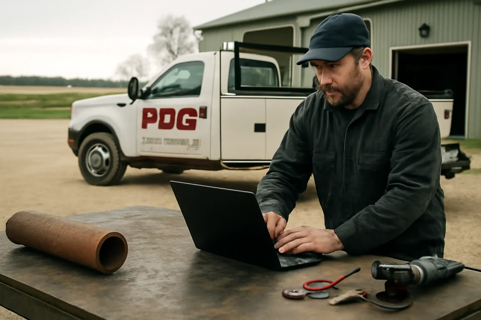Terms of Service support scene showing working equipment and service support