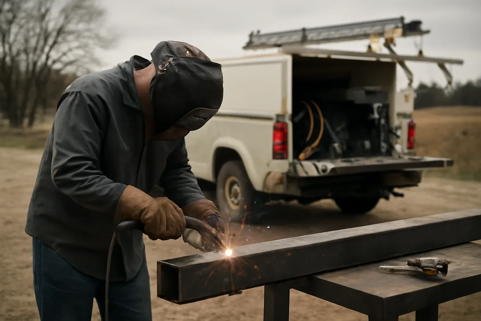 Custom Metal Fabrication support scene showing working equipment and service support