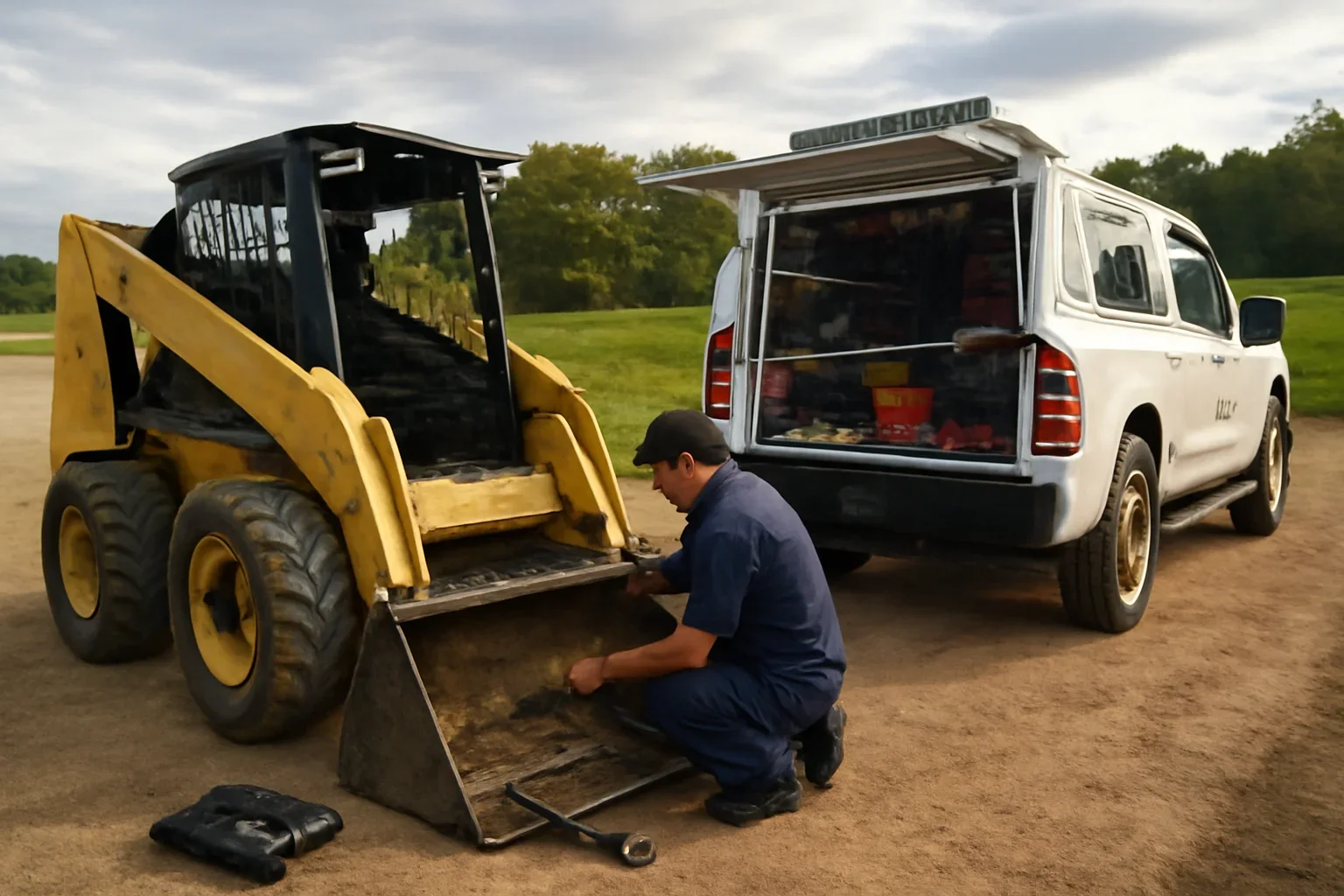 On-Site Equipment Repair support scene showing working equipment and service support