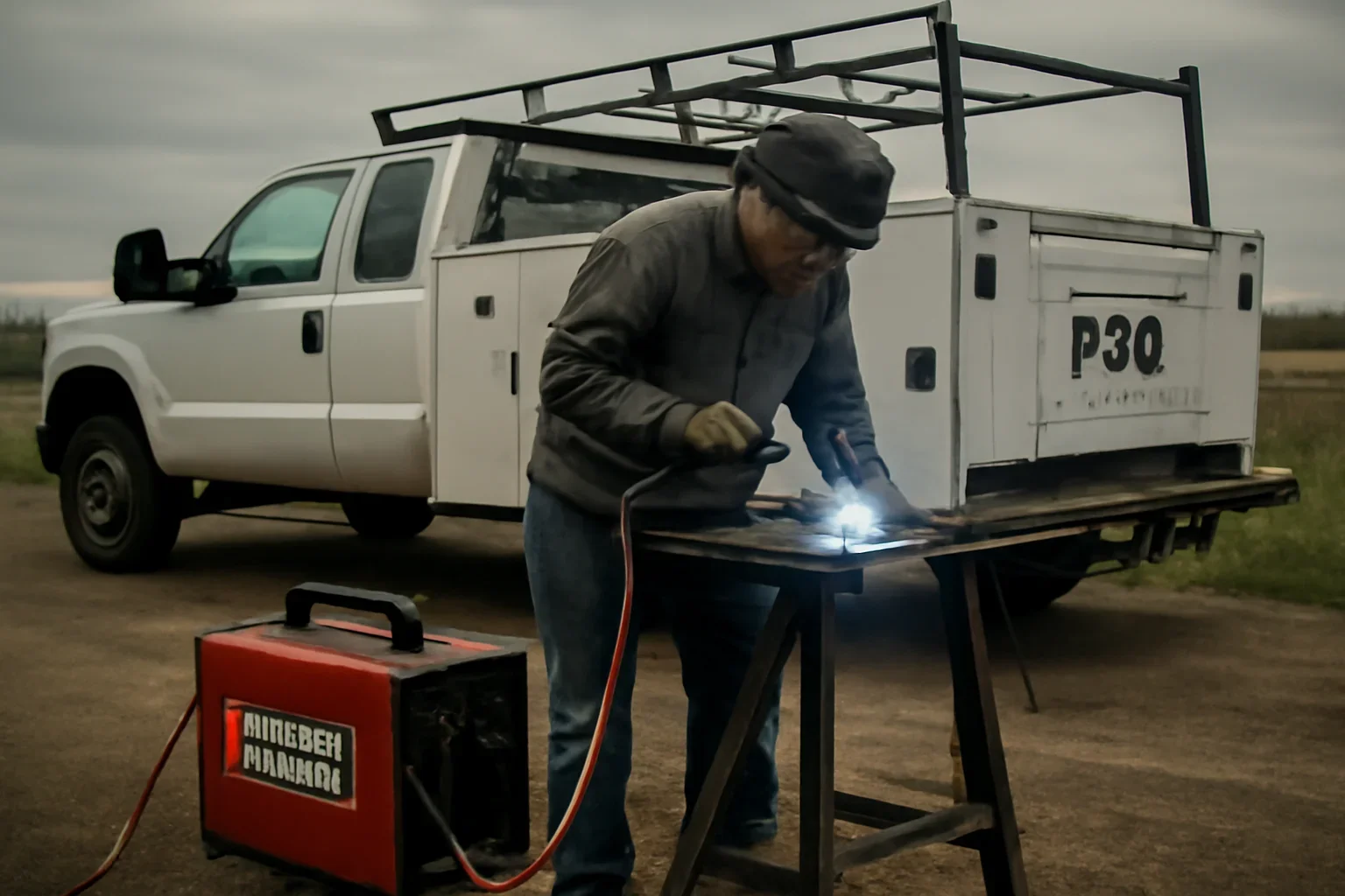 Portable Welding support scene showing working equipment and service support