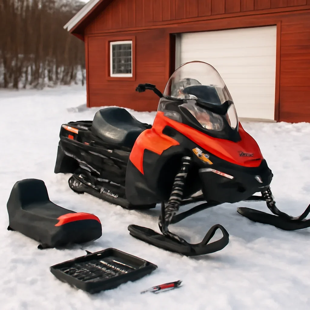 Finished equipment ready for work after Snowmobile Service support