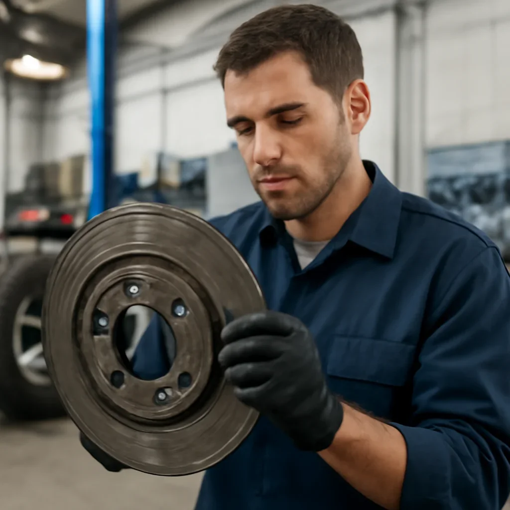 Tire Sales & Service work on equipment components in a shop setting