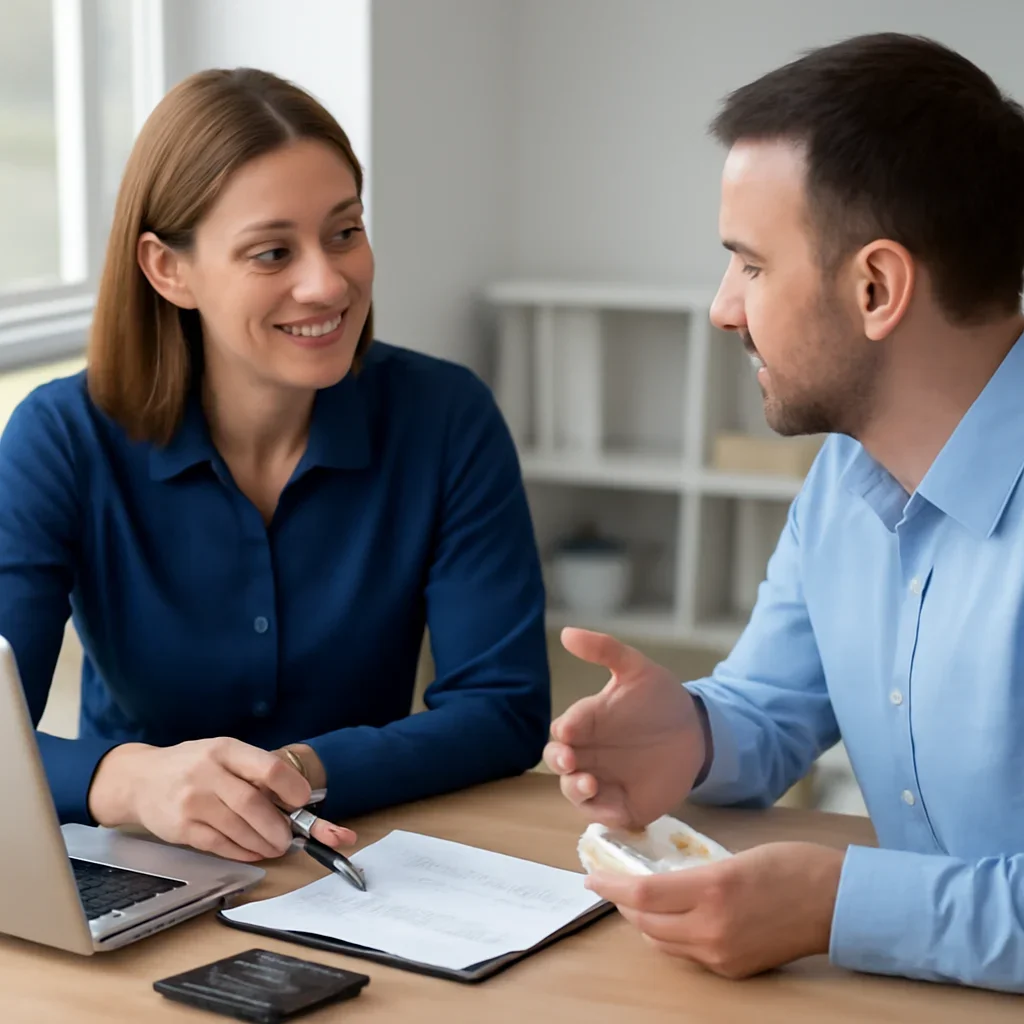 Equipment service planning conversation tied to payment timing